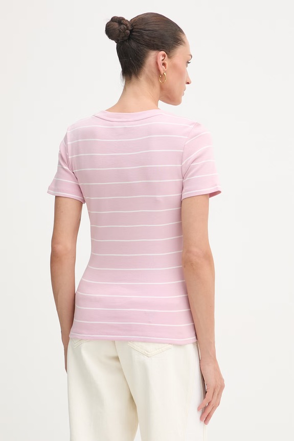 Îmbrăcăminte Tommy Hilfiger tricou pentru femei, din bumbac WW0WW40584. roz