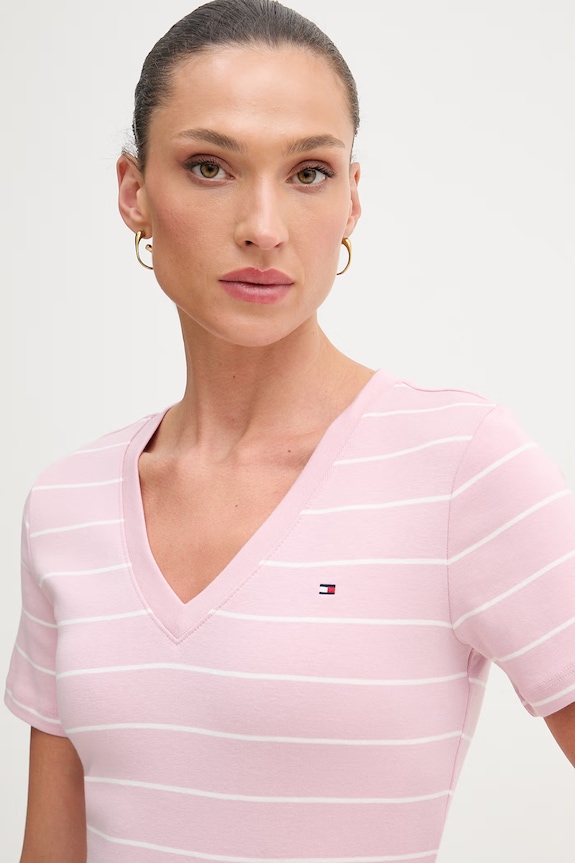 Tommy Hilfiger tricou pentru femei, din bumbac roz WW0WW40584.
