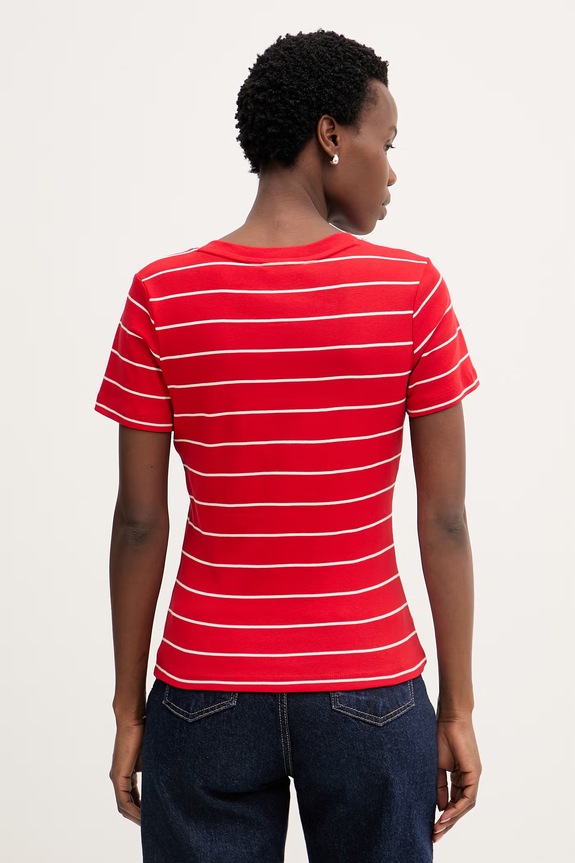 Oblečenie Tommy Hilfiger tričko dámske bavlnené WW0WW40584. červená