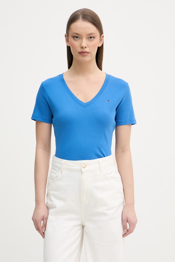 Tommy Hilfiger tricou pentru femei, din bumbac albastru WW0WW40584.