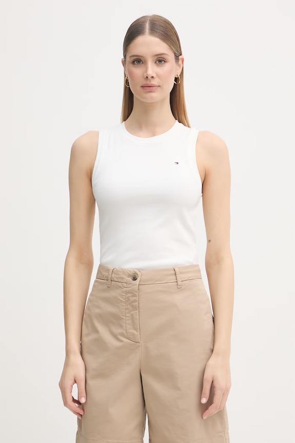 Tommy Hilfiger top damski bawełniany biały WW0WW47806