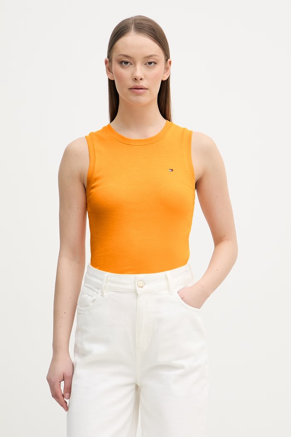 Tommy Hilfiger top pentru femei, din bumbac portocaliu WW0WW47806