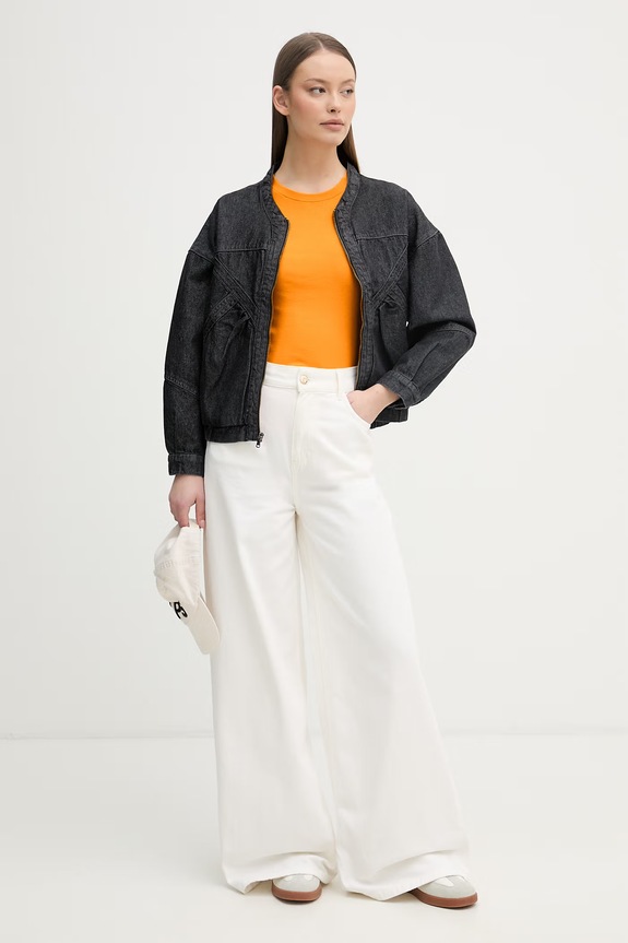 Tommy Hilfiger top pentru femei, din bumbac WW0WW47806 portocaliu SS26