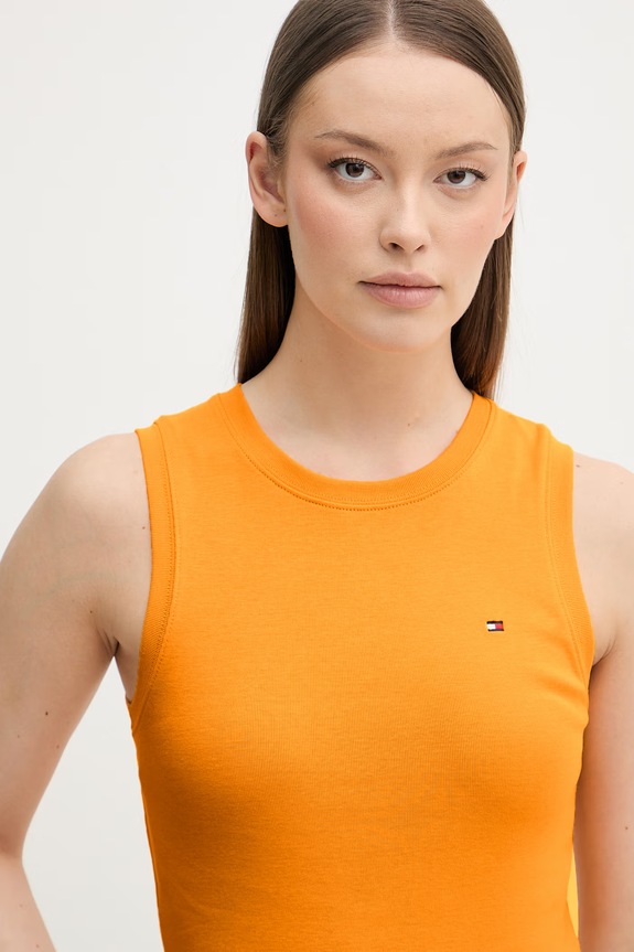 Tommy Hilfiger top pentru femei, din bumbac portocaliu WW0WW47806
