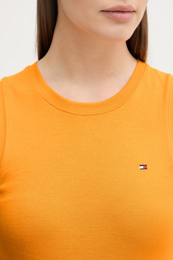 Tommy Hilfiger top pentru femei, din bumbac WW0WW47806 portocaliu