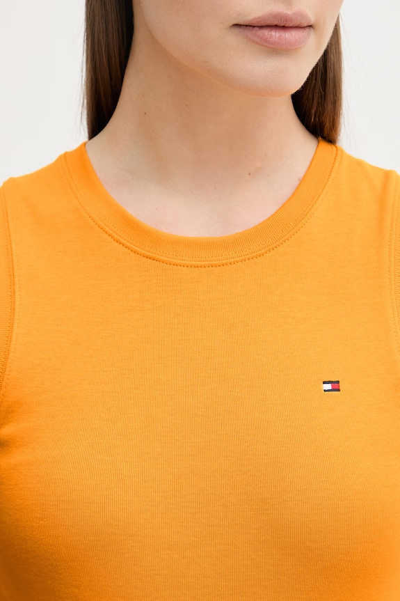 Tommy Hilfiger top pentru femei, din bumbac WW0WW47806 portocaliu