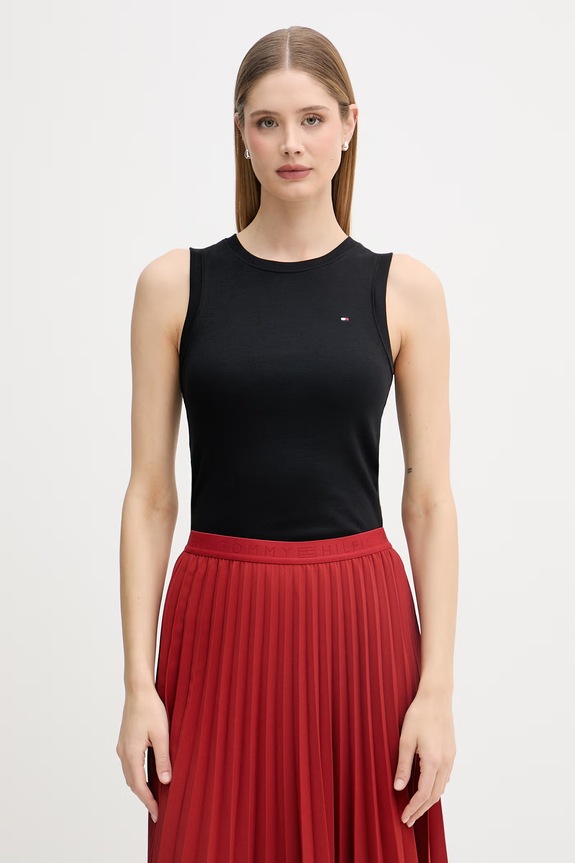 Tommy Hilfiger dámský bavlněný top černá WW0WW47806