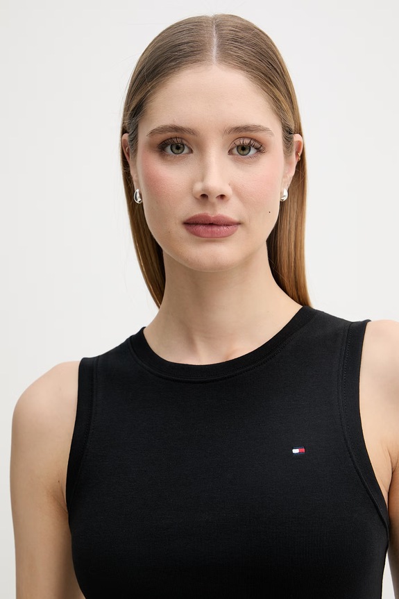 Tommy Hilfiger dámský bavlněný top černá WW0WW47806