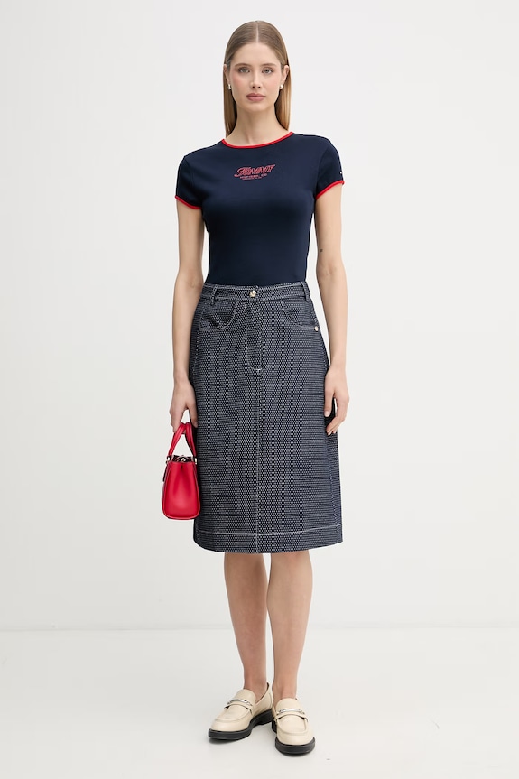 Tommy Hilfiger T-shirt γυναικείο βαμβακερό WW0WW49245 σκούρο μπλε SS26