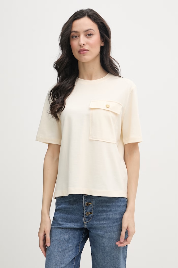Tommy Hilfiger t-shirt damski bawełniany beżowy WW0WW49249