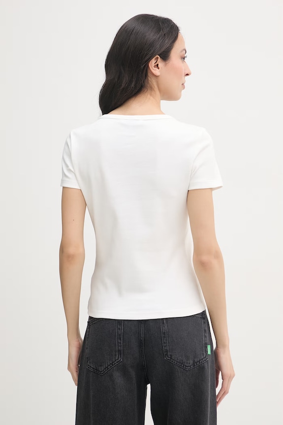 Odzież Tommy Hilfiger t-shirt damski bawełniany WW0WW49250 beżowy
