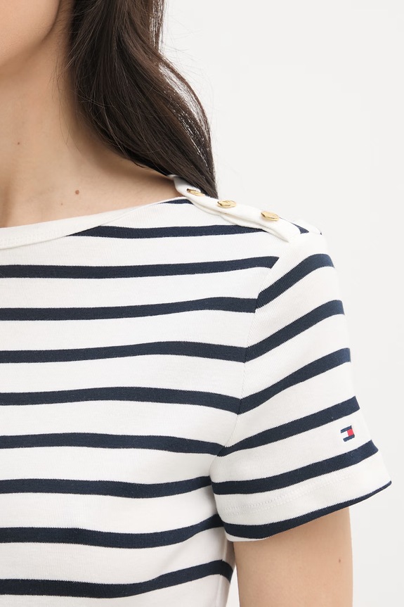 Tommy Hilfiger t-shirt damski bawełniany WW0WW49250 beżowy