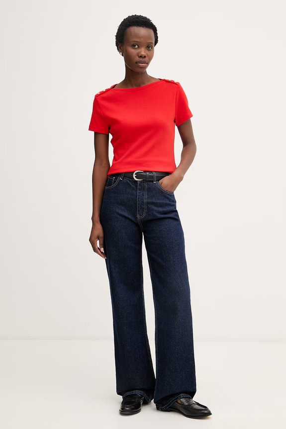 Tommy Hilfiger T-shirt γυναικείο βαμβακερό WW0WW49250 κόκκινο SS26