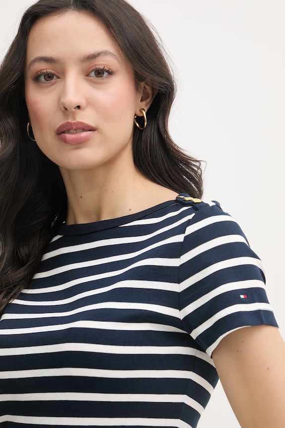Tommy Hilfiger t-shirt damski bawełniany granatowy WW0WW49250