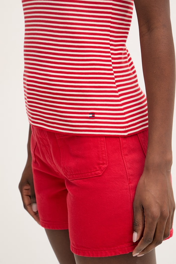 Tommy Hilfiger τοπ γυναικείο βαμβακερό WW0WW49251 κόκκινο