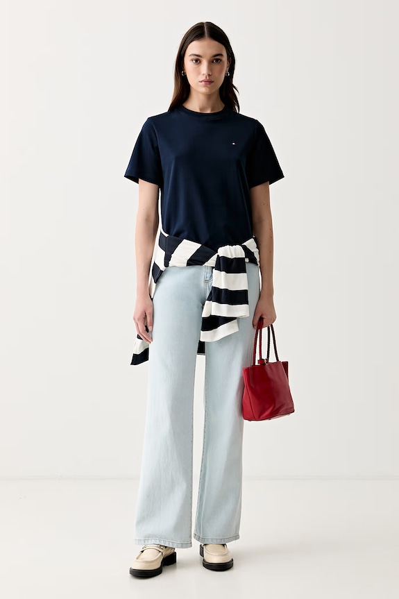 Tommy Hilfiger tricou pentru femei, din bumbac WW0WW49646 bleumarin SS26