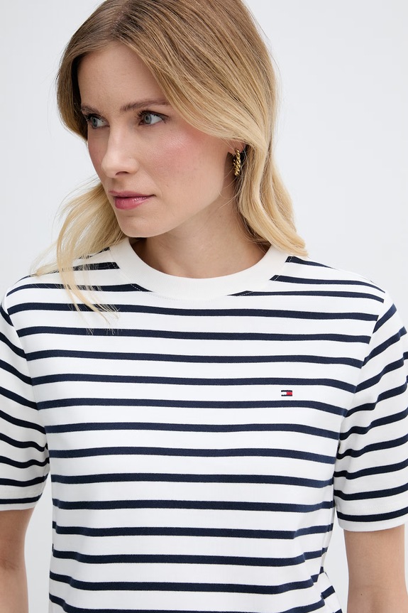 Tommy Hilfiger T-shirt damski bawełniany granatowy WW0WW49646