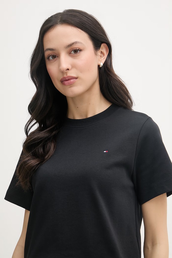 Tommy Hilfiger t-shirt damski bawełniany czarny WW0WW49646