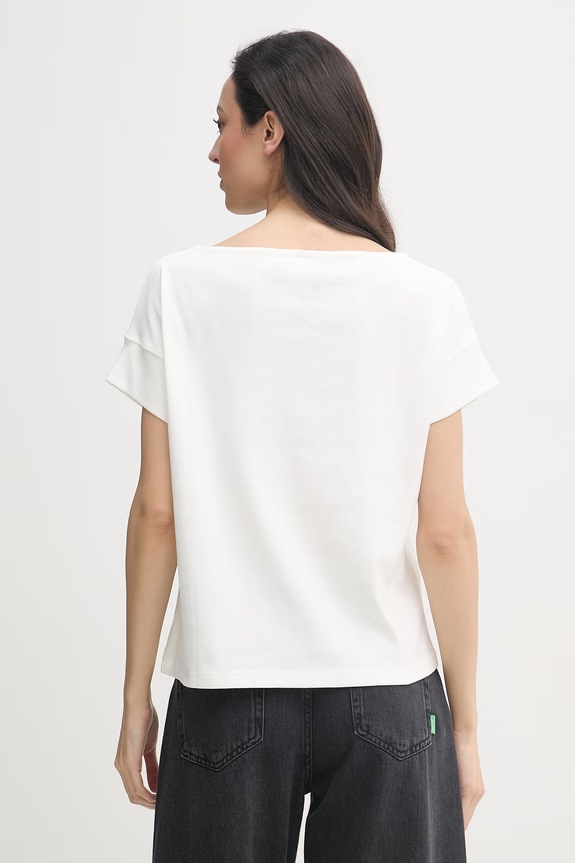 Ρούχα Tommy Hilfiger T-shirt γυναικείο βαμβακερό WW0WW49723 μπεζ