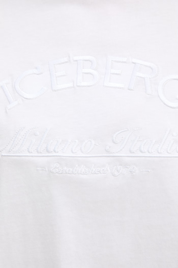 Βαμβακερό μπλουζάκι Iceberg FB01.6325 λευκό