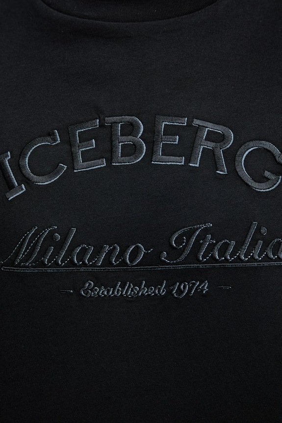 Βαμβακερό μπλουζάκι Iceberg FB01.6325 μαύρο