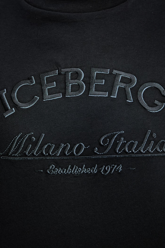 Βαμβακερό μπλουζάκι Iceberg FB01.6325 μαύρο