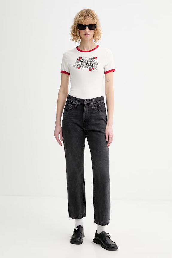 Βαμβακερό μπλουζάκι Levi's GRAPHIC RINGER RICKIE A3519.0058 μπεζ SS26