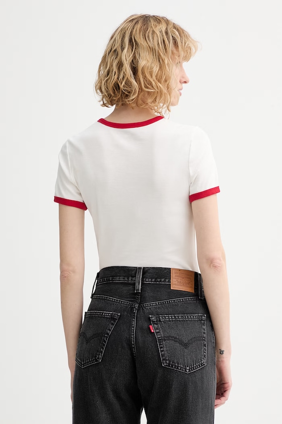 Ρούχα Βαμβακερό μπλουζάκι Levi's GRAPHIC RINGER RICKIE A3519.0058 μπεζ