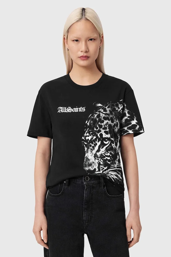 Хлопковая футболка AllSaints ZAYA хлопок чёрный W040JE