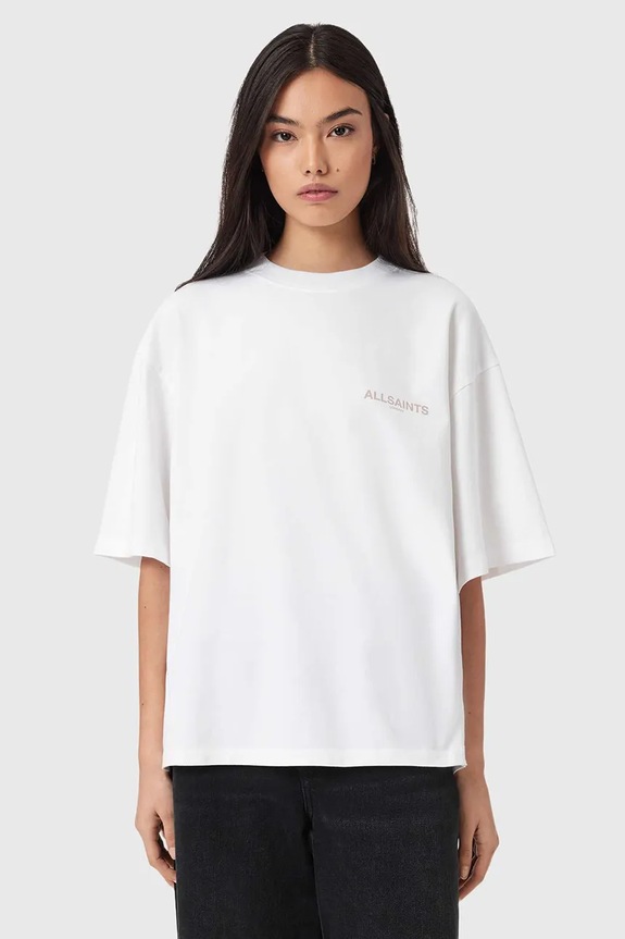 Бавовняна футболка AllSaints TEMPUS W139JE білий SS26