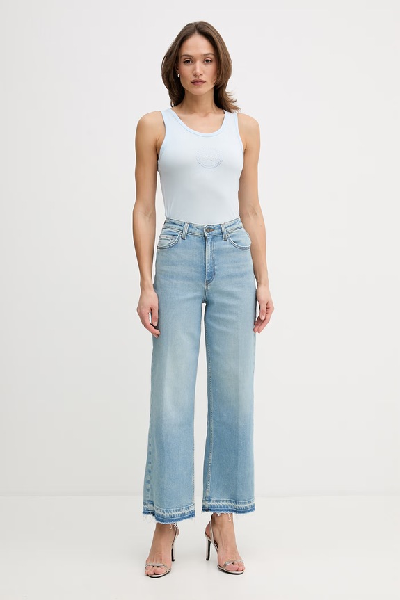 Gaudi top damski z bawełną 611BD64032 niebieski SS26