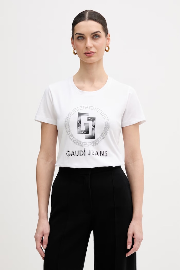 Gaudi t-shirt z elastanem biały 611BD64074