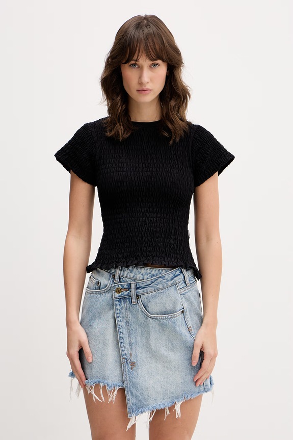 VETEMENTS bluzka Gathered Baby okrągły czarny WE76TR422B