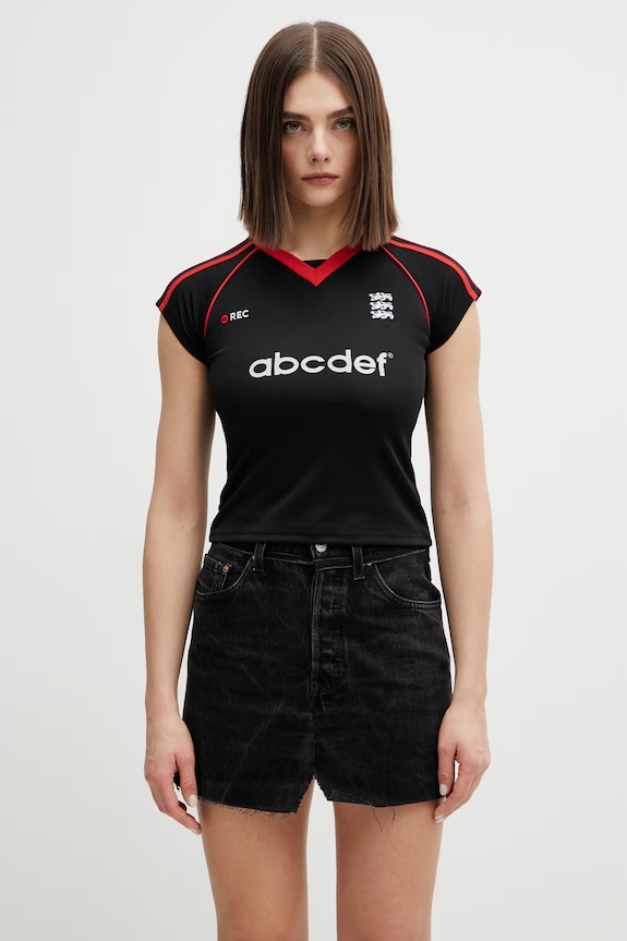 VETEMENTS t-shirt Alphabet Football Jersey wzorzyste czarny WE76TR542BR