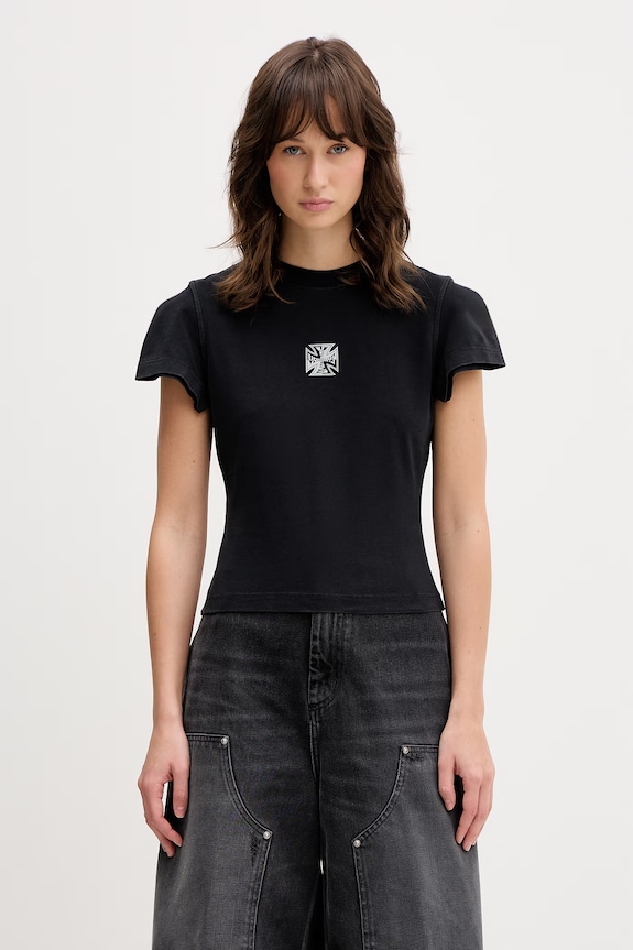 VETEMENTS t-shirt Biker Cross Logo okrągły czarny WE76TR527B