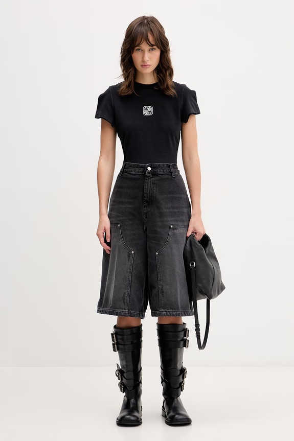 VETEMENTS t-shirt Biker Cross Logo WE76TR527B czarny