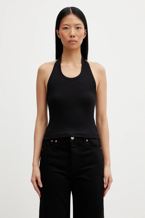Top VETEMENTS Halter s elastanem černá WE76TT566B