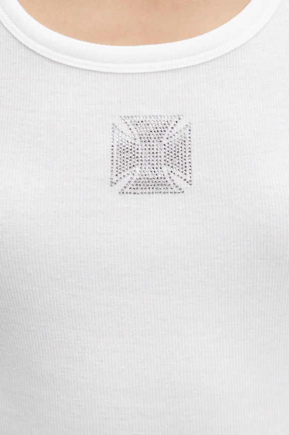 Top VETEMENTS Crystal Biker Cross bílá WE76TT534W