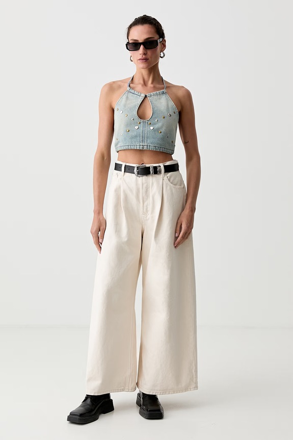 Levi's top damski jeansowy ROAD WORN HALTER x PRIDE 0065S niebieski SS26