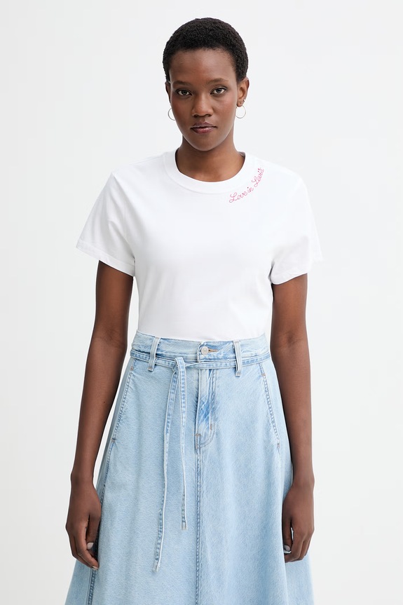 Levi's t-shirt bawełniany LS FAVORITE TEE SWEET HEART bawełna biały 008Q7