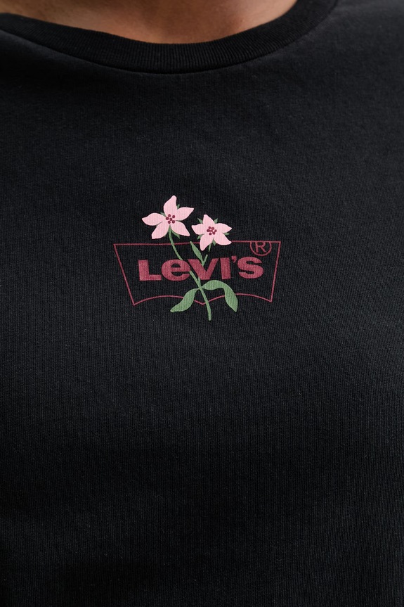 Βαμβακερό μπλουζάκι Levi's LS THE PERFECT TEE CACTUS FLOWER A2086.0443 μαύρο