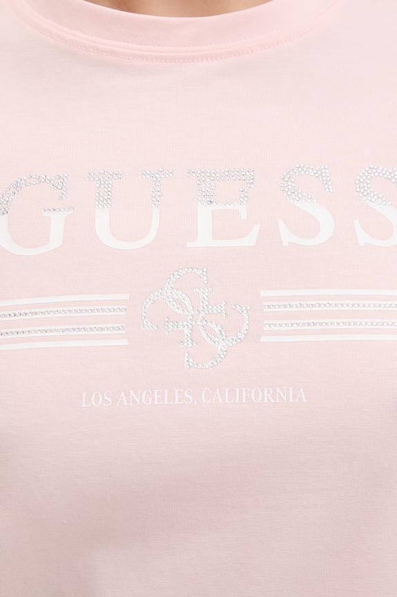 Guess tricou pentru femei, din bumbac cu elastan SIENA V6GI07.K2968 roz