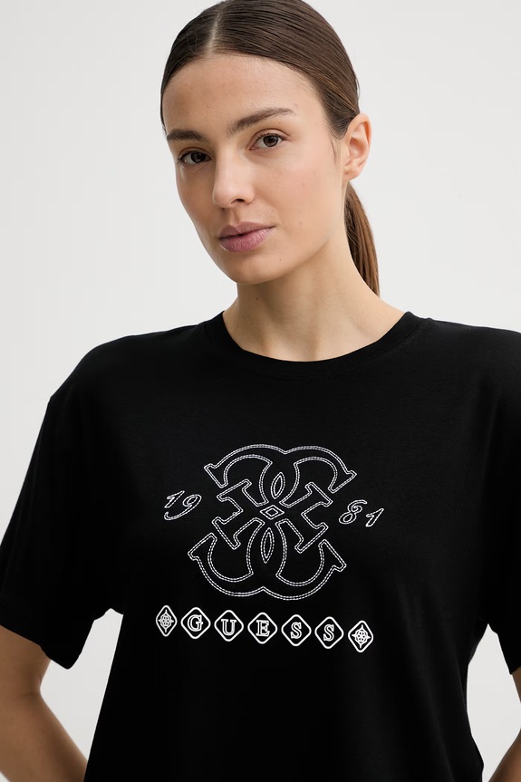 Guess t-shirt damski z wiskozy GABI czarny V6GI10.K2977