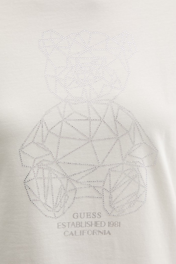 Guess T-shirt damski bawełniany z elastanem ROMY V6GI12.K3325 beżowy