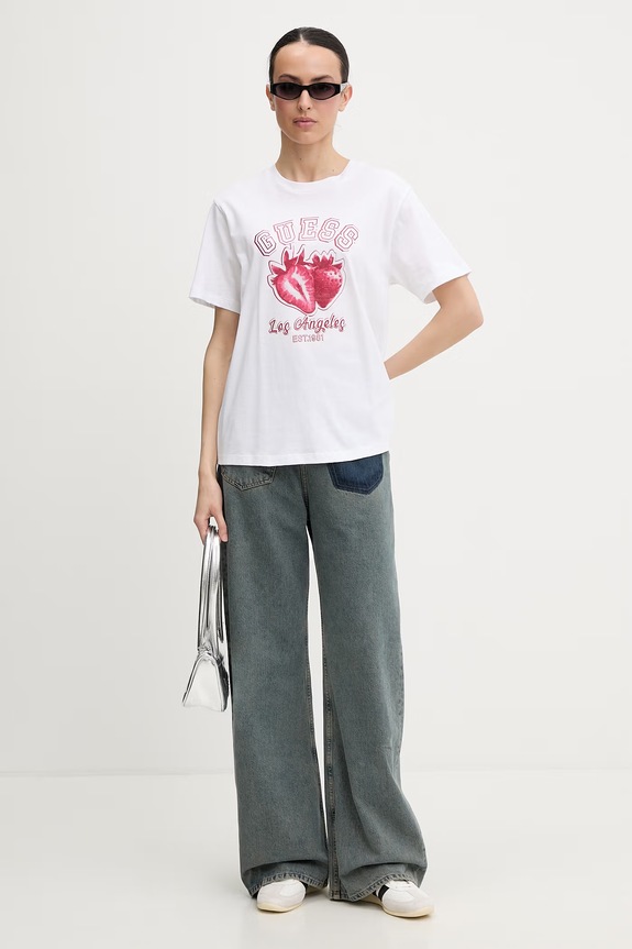 Guess női pamut t-shirt RIN V6GI14.K2981 fehér SS26