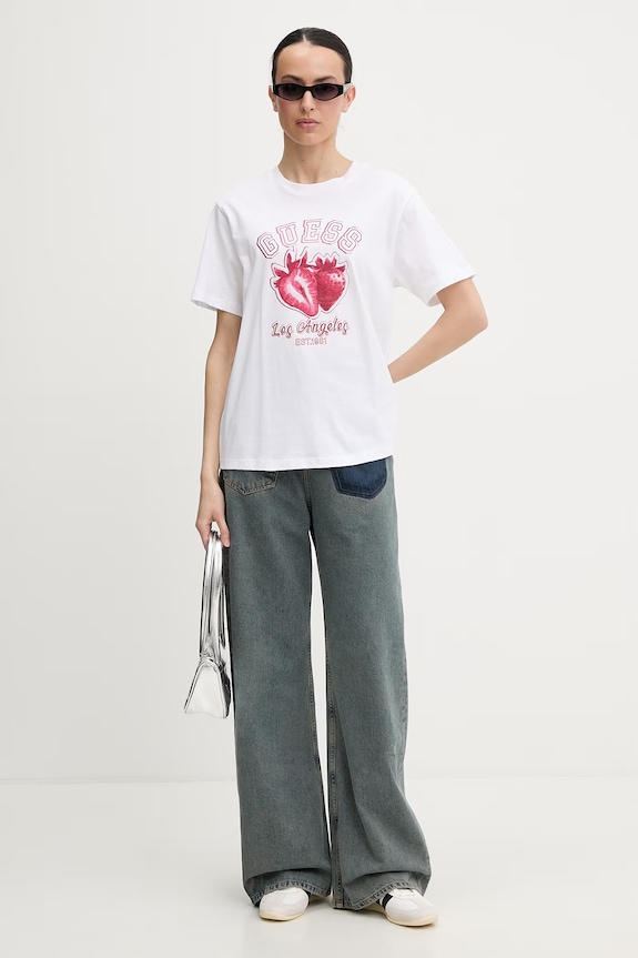 Guess női pamut t-shirt RIN V6GI14.K2981 fehér SS26