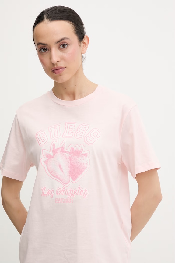 Guess póló női pamut RIN rózsaszín V6GI14.K2981