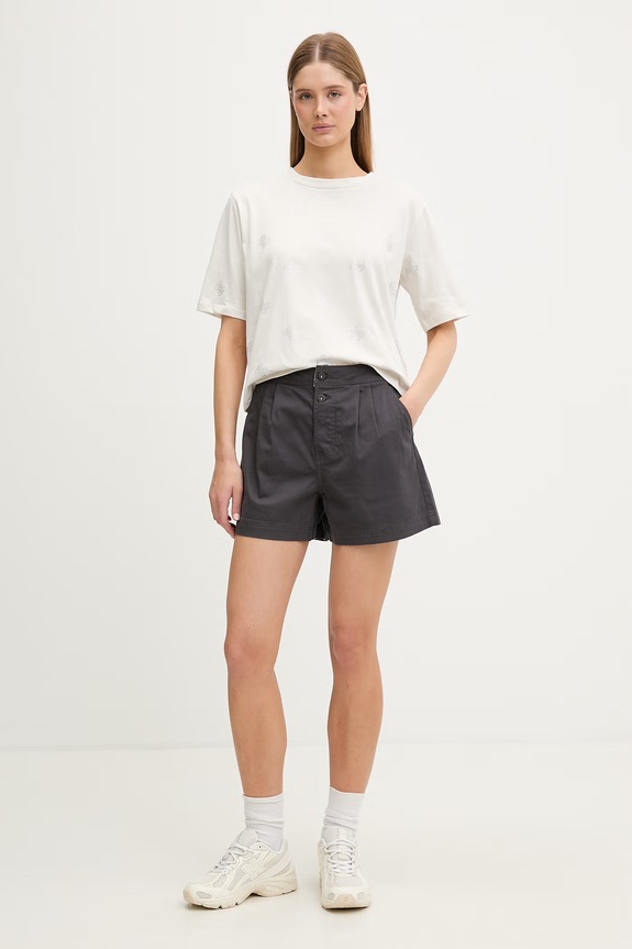 Guess T-shirt damski bawełniany SILVY V6GI18.K2985 beżowy SS26