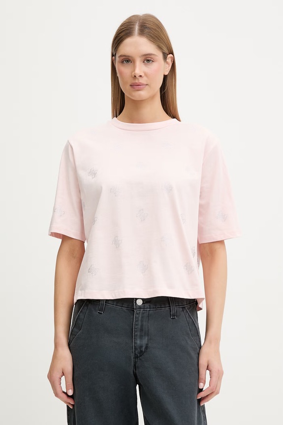 Guess t-shirt Γυναικείο βαμβακερό SILVY ροζ V6GI18.K2985