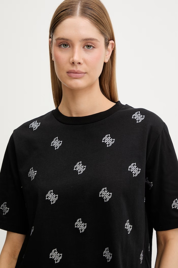 Guess t-shirt γυναικείο βαμβακερό SILVY μαύρο V6GI18.K2985
